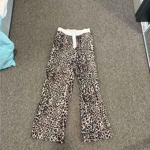 Free People Milk and Cookies Leopard Print Wide Leg Lounge Pants size small